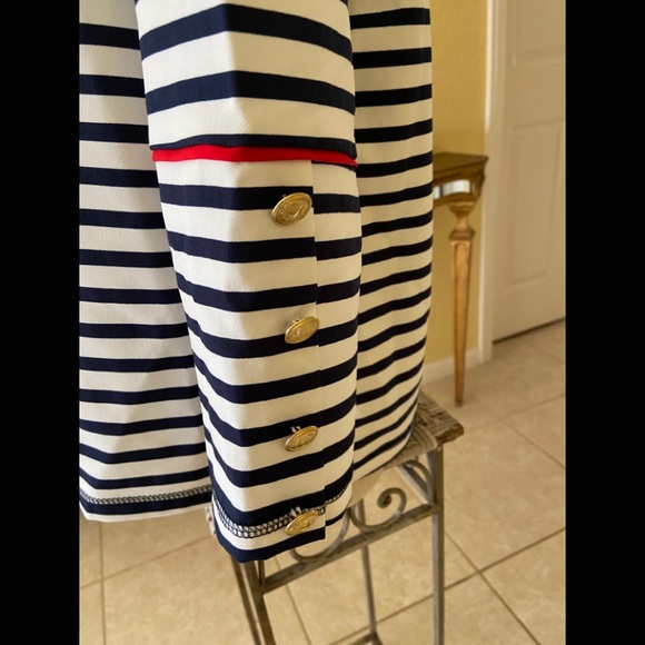 Zara Blue and White Stripped Top Easy Fit Sleeves - Picture 3 of 7